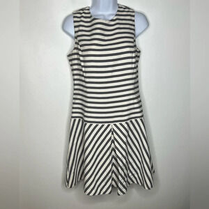 Theory Dress Fit Flare Striped Alaqua Reastview Size 6 White Gray
